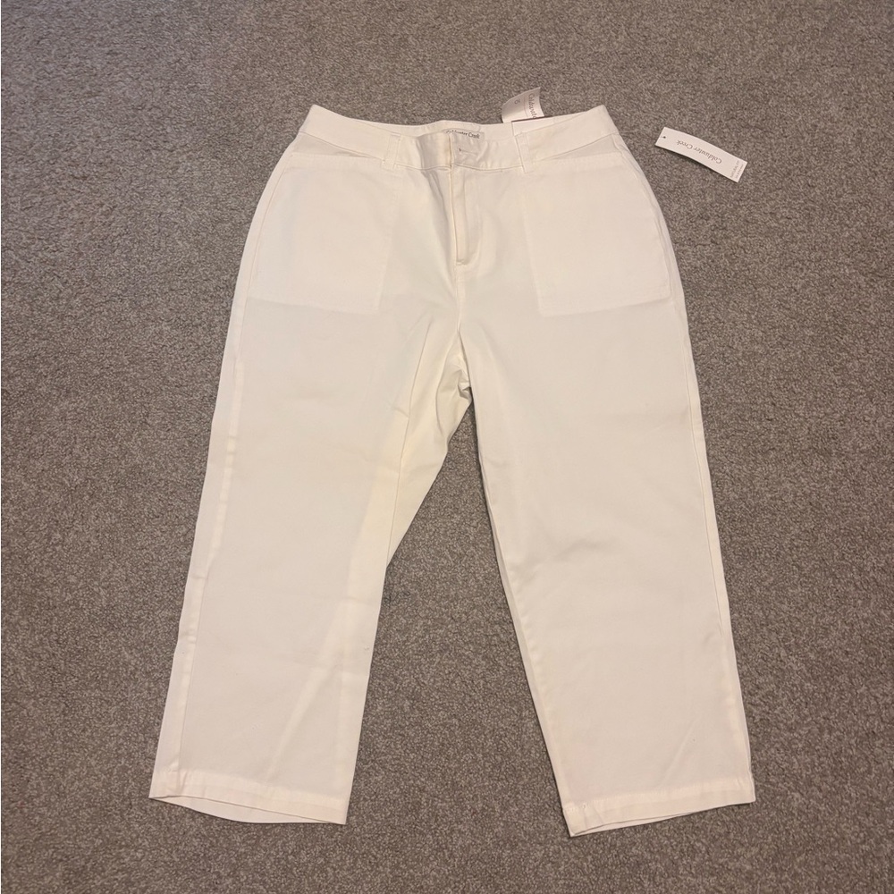 Coldwater Creek Pants White Mid-Rise Straight Cropped Capri Stretch